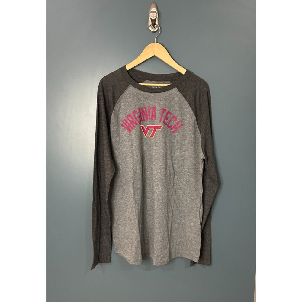 NEW Virginia Tech Long Sleeve Raglan Shirt Mens XL Gray & Charcoal By Captivatin